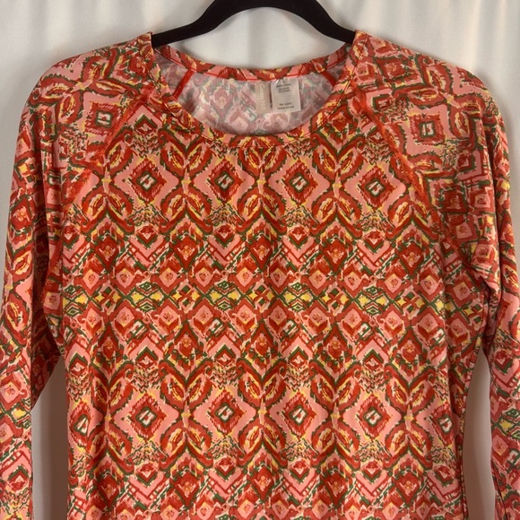 Garnet Hill  Crewneck Sun Shirt Vibrant Geometric Print swim Top Size: M - Picture 5 of 13